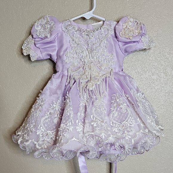 Tip Top Kids Other - Baby Pageant Dress 6month Lavender Lace Pearl Beaded Cupcake Dress Tip Top